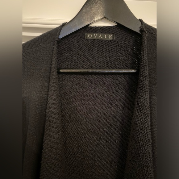 Ovate Raw Edge Asymmetric Sweater with Leather Sleeves - Small - Picture 5 of 6